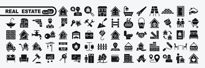 Real Estate icons. Real estate symbols set.	