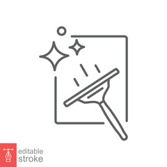 Clean surface icon. Simple outline style. Easy cleaning, cleanliness floor, ceramic, housekeeping concept. Thin line symbol. Vector illustration isolated on white background. Editable stroke EPS 10.