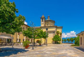 The lake promenade and and the Santuario della Santissima Pietà in Cannobio - Lago Maggiore, Verbania, Piemont, Italy