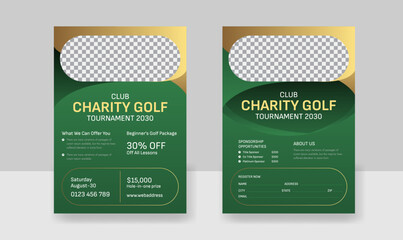 Golf tournament flyer Poster Design Template, sport double side flyer, golf event tournament poster flyer design.