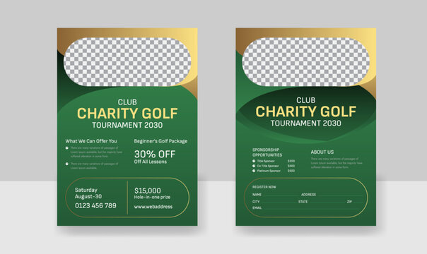 Golf tournament flyer Poster Design Template, sport double side flyer, golf event tournament poster flyer design.
