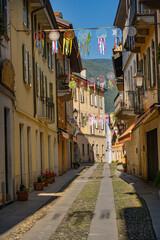 Fototapeta na wymiar Street in the historic old town of Cannobio - Lago Maggiore, Verbania, Piemont, Italy