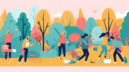 Volunteer activity concept stock illustration