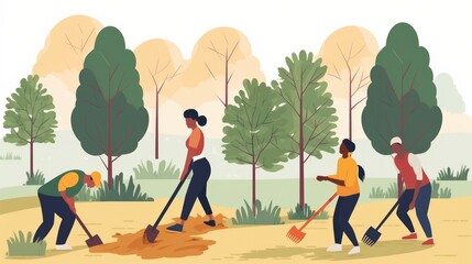 Obraz premium Volunteer activity concept stock illustration