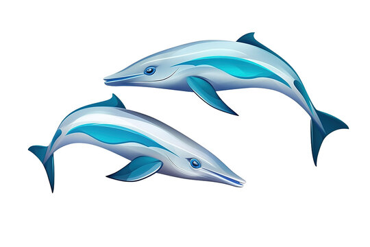 Dynamic Dolphins fish. Transparent background. generative AI