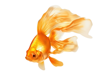 Golden Fin fish. Transparent background. generative AI
