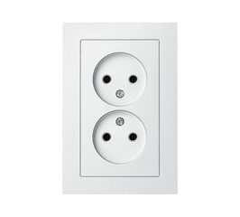 double european electrical socket on a white isolated background