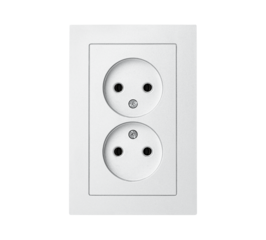 double european electrical socket on a white isolated background