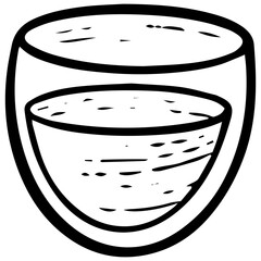 Engraving style transparent glass cup illustration sign