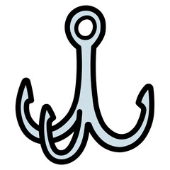 fishing triple hook filled outline icon style