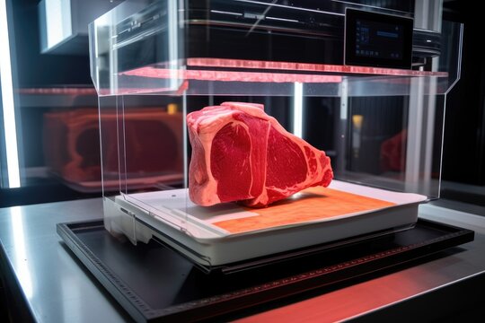 Redefine Meat. 3D-Printed Meat, Three-dimensionally Printed Meat Steak Is Made From Cultured Meat. 3D Bio-printing Whole Cuts Of Meat. AI Generative