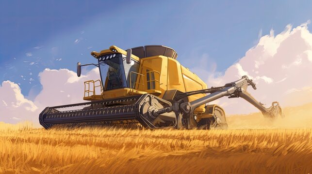 A smart harvester photo realistic illustration - Generative AI.
