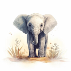 Fototapeta na wymiar illustration of an elephant standing on a white background