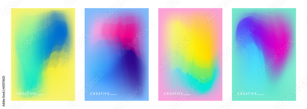 Aufkleber colored blurred stains. set of abstract vibrant backgrounds with bright color gradients for creative