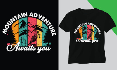 Mountain t-shirt design, camping t-shirt design, Mountain camping time t-shirt design