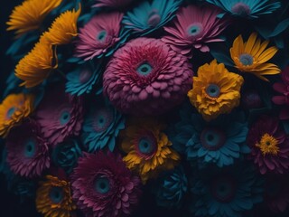 Fototapeta na wymiar Multi Flowers Background with Soft Style and Frame By Generative AI