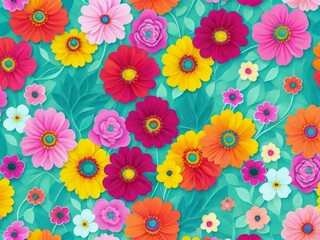 Multi Flowers Background with Soft Style and Frame By Generative AI