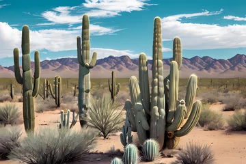 Abwaschbare Fototapete Iconic saguaro cactus under vivid desert sky. Explore nature's masterpiece © Spectrum gallery