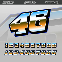 Racing number effect design vector editable