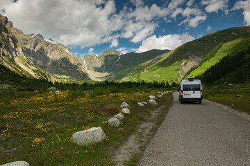 Van life in Ferret Valley close to Courmayeur, Italy - 615179400