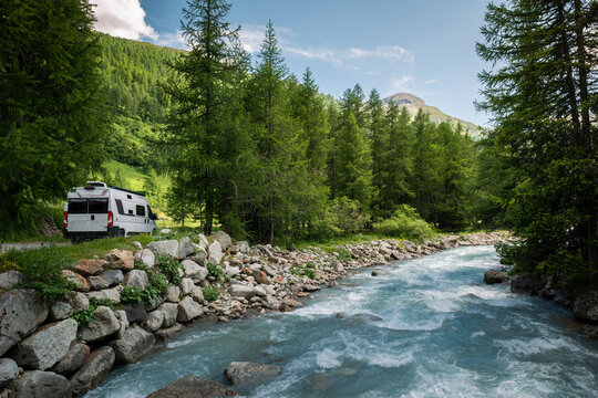 Van life in Ferret Valley close to Courmayeur, Italy