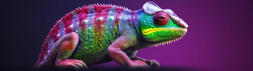 Foto op Plexiglas Colorful chameleon on blurred background. Generative AI © Катерина Нагірна