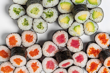 tasty sushi on the white background