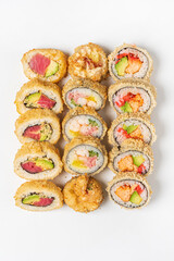 tasty sushi on the white background