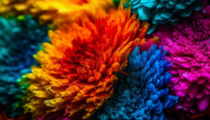 A vibrant bouquet of multi colored flowers, a gift of love generated by AI