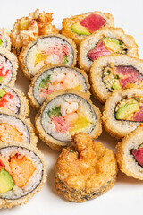 tasty sushi on the white background