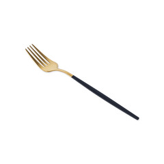 Black and golden metal fork isolated over white background