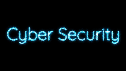 Abstract neon glowing Cyber Security text icon illustration.