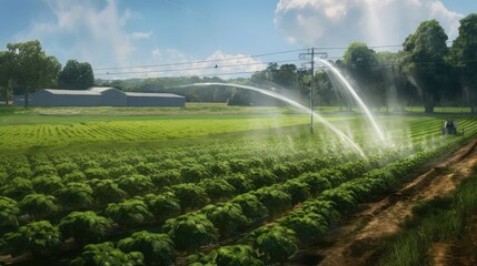 Smart irrigation system photo realistic illustration - Generative AI.