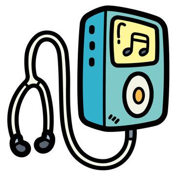 blue mp3 player with headphones clip art preview