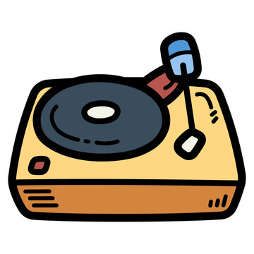 yellow record player cartoon style clip art preview