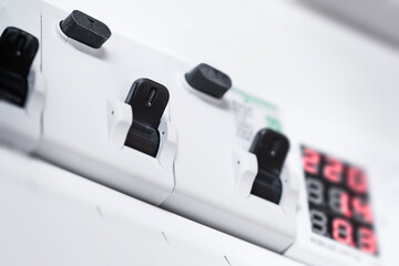 electrical panel with a circuit breaker close-up