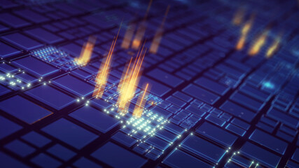 Deep learning algorithms use for neural network data analysis. Artificial Intelligence (A.I) concept. Big data analytics through machine learning	
