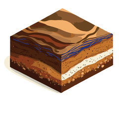 Illustration of an Isometric Landscape with  Mountains lava in the Backgrou