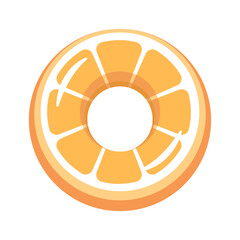 Inflatable circle balloon for swimming in the pool in the form of an orange. Realistic. Vector illustration.