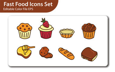 Fast Food cake Icon Set