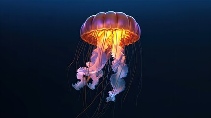 Fototapeta premium A Realistic Jellyfish Floating in the Deep Ocean