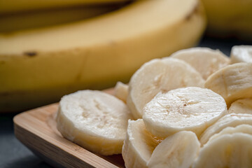 Banana slices in close-up.