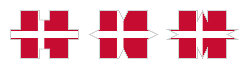 jigsaw puzzle pieces set of denmark flag. vector illustration isolated on white background