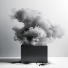 Smoke staining the sky a deep grey. Minimalist mockup for podium display or showcase. AI generation
