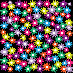 Fondo floral de colores sobre negro. 8