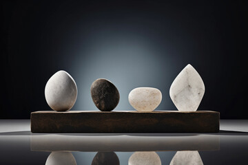 Elemental Stones stones with natural elemental powers. Minimalist mockup for podium display or showcase. AI generation