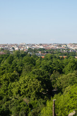 Fototapeta na wymiar View of Vienna Austria, beautiful postcard forest and city