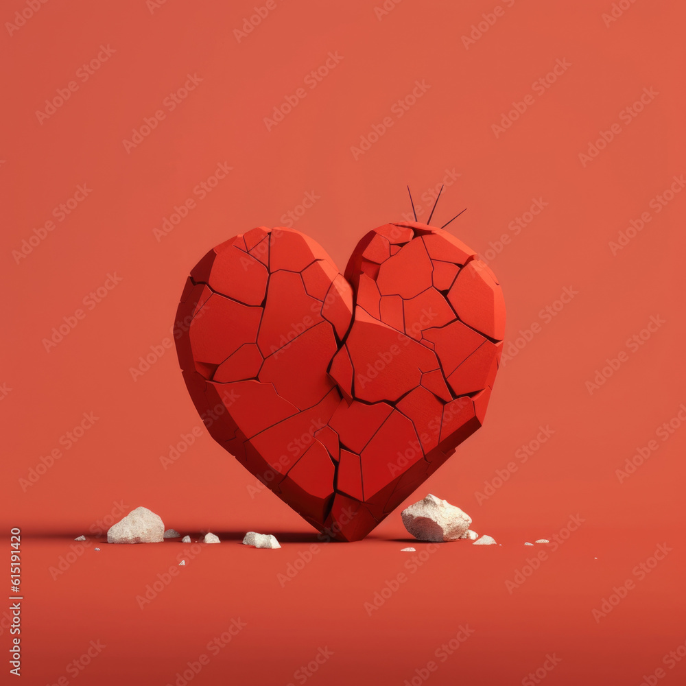 Aufkleber a heart shaped object with a crack in it showing how contempt can break relationships. psychology ar