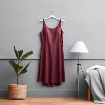 Maroon thin nightdress Minimalist mockup for podium display or showcase. AI generation