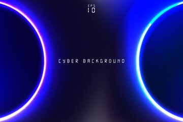 Dark and Minimal Neon Light Background with two glowing arcs on both sides. Vector Illustration. EPS 10.
